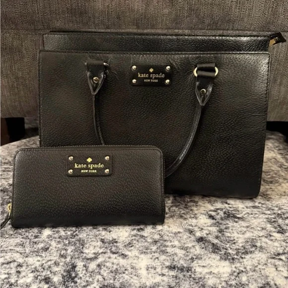 kate spade | Bags | Kate Spade Black Leather Tote And Wallet  display picture 1
